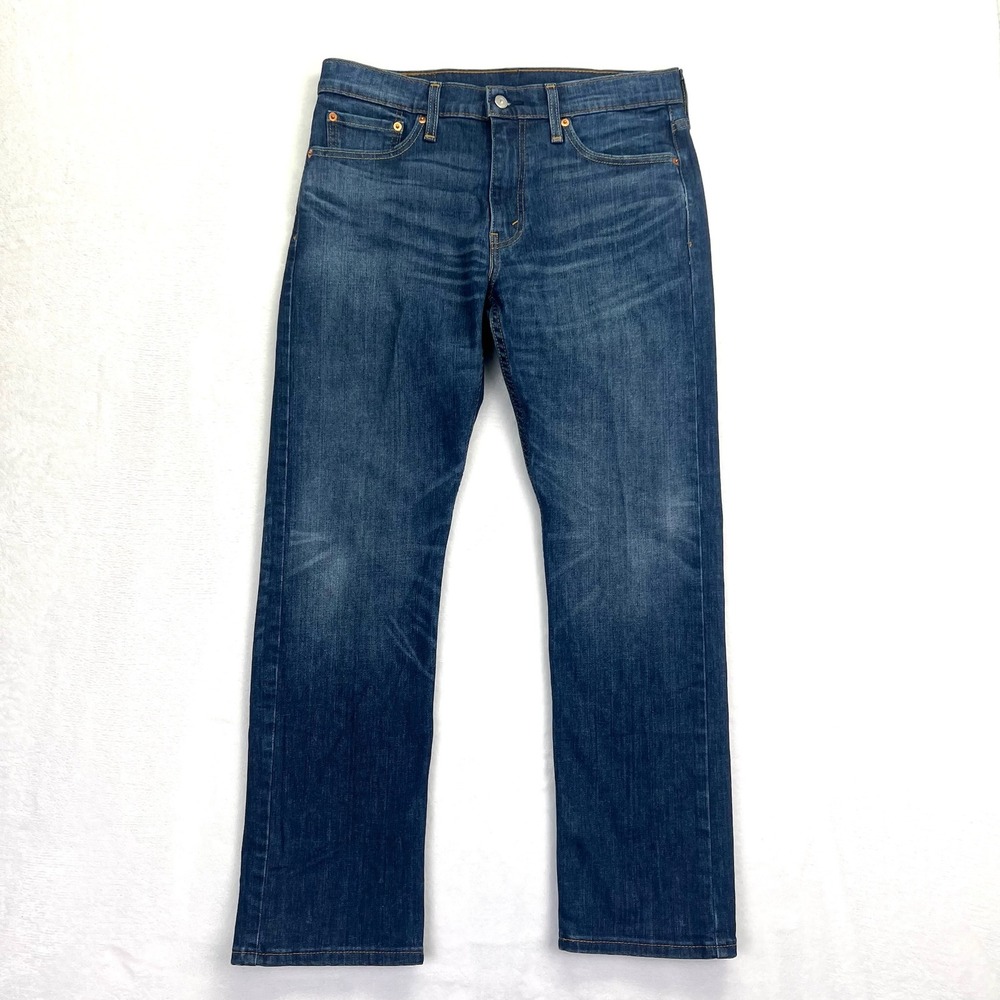 Levis 513 Slim Straight Mens Jeans *32x30 Dark Wash Blue Denim Pants Minimalist